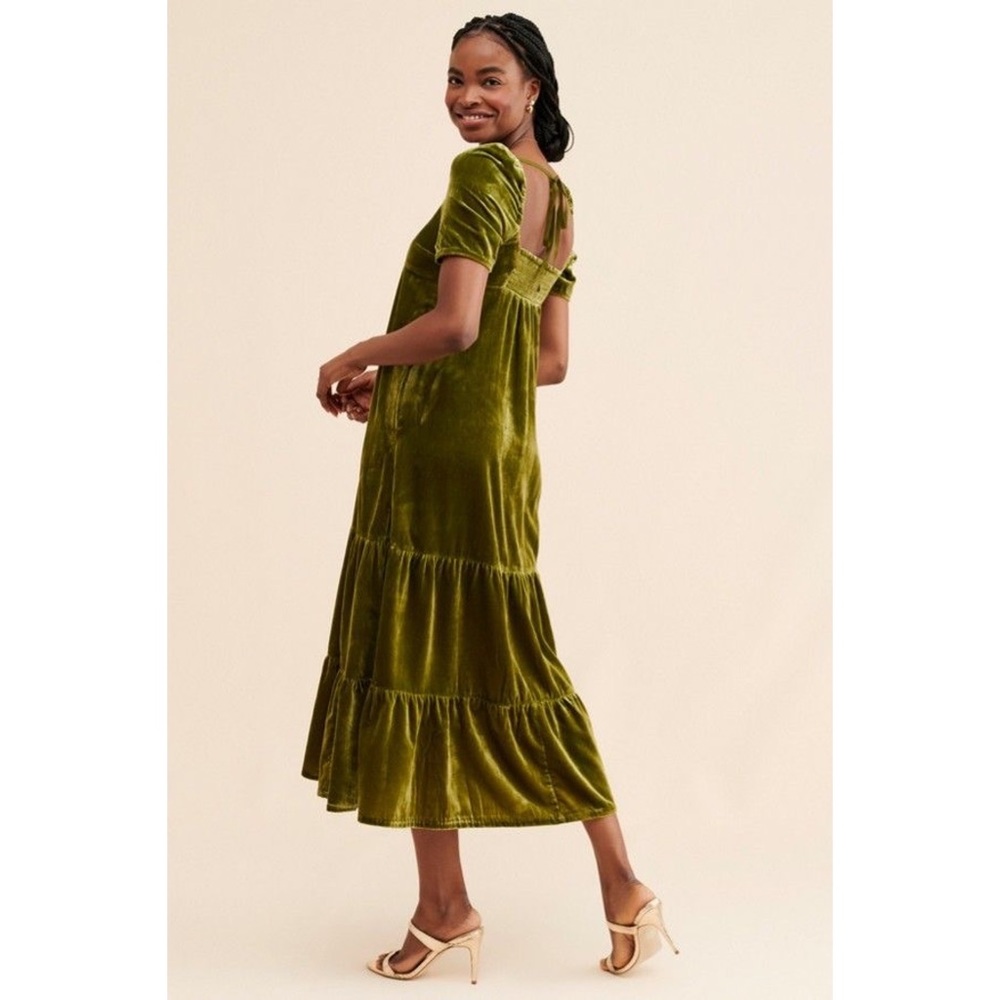 Anthropologie Velvet Empire Waist Midi Dress - Picture 5 of 8